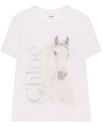 Chloé - Chloé Crew-Neck Jersey Logo T-Shirt - Lyst