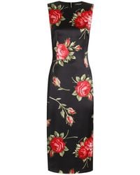Dolce & Gabbana - Floral Sleeveless Midi Dress - Lyst