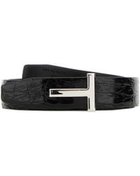 Tom Ford - T Logo Embossed Buckle Belt - Lyst
