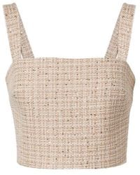 Elie Saab - Checked Sequined Tweed Crop Top - Lyst