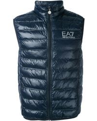 EA7 - Logo Printed Zipped Gilet - Lyst