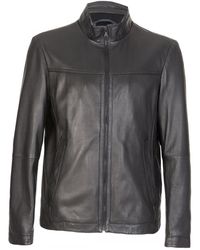 BOSS - Long-Sleeved Leather Jacket - Lyst