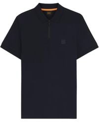 BOSS - Zip-Neck Logo Polo Shirt - Lyst