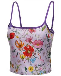 Gucci - Floral Print Cropped Singlet - Lyst