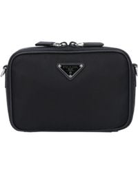 Prada - Logo Plaque Brique Zipped Messenger Bag - Lyst