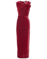 Roland Mouret - Bow-Detail Velvet Maxi Dress - Lyst