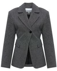 Ganni - Lapel Long-Sleeved Blazer - Lyst