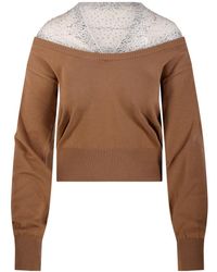 GIUSEPPE DI MORABITO - Embellished Off-Shoulder Knitted Sweater - Lyst