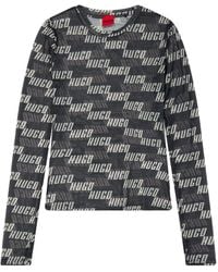 BOSS - Mesh Crewneck Longsleeve Top - Lyst