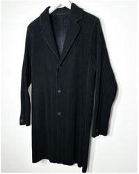 Homme Plissé Issey Miyake Blank Coat in Black for Men | Lyst