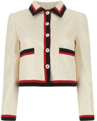 Miu Miu - Single-Breasted Panama Silk Jacket - Lyst
