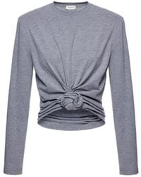 Magda Butrym - Knotted Long Sleeved Jersey Blouse - Lyst