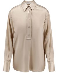 Brunello Cucinelli - Monili-Chain Satin Shirt - Lyst