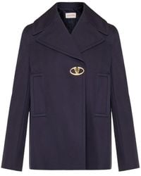 Valentino - Logo Plaque Long-Sleeved Jacket - Lyst