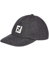 Fendi - Ff Embroidered Denim Baseball Cap - Lyst