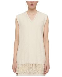 Jil Sander - Fringed V-Neck Top - Lyst