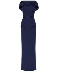 Safiyaa - Rella Draped Peplum Heavy Crêpe Midi Dress - Lyst