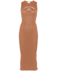 Elisabetta Franchi - Logo-Print Ruffled Midi Dress - Lyst