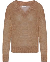 Brunello Cucinelli - V-Neck Long-Sleeved Knit Top - Lyst