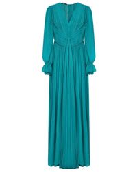 Alberta Ferretti - Silk Ruched-Detail Maxi Dress - Lyst