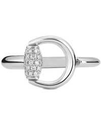 Gucci - Horsebit Diamond 18K Ring - Lyst