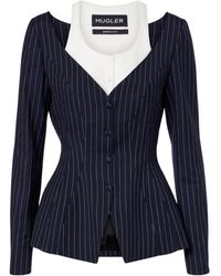 Mugler - Striped Long-Sleeve Casual Jacket - Lyst