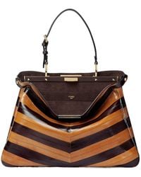 Fendi - Peekaboo Soft Large Two-Tone Inlaid Hagfish Leather Bag - Lyst