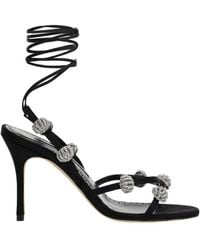 Manolo Blahnik - Elsaka Embellished Strappy Sandals - Lyst