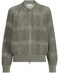 Brunello Cucinelli - Cotton Crochet Sequin-Trim Cardigan - Lyst