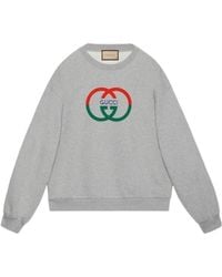 Gucci - Interlocking G-print Crewneck Cotton-jersey Sweatshirt - Lyst