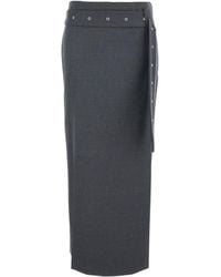 Low Classic - Belted Midi Skirt - Lyst