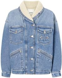 Isabel Marant - Pimia Plush-Trimmed Denim Jacket - Lyst