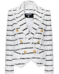 Balmain - Striped Trurex-Tweed Jacket - Lyst