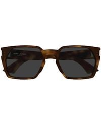 Saint Laurent - Eyewear Rectangle-Frame Logo Lettering Sunglasses - Lyst