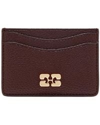 Ganni - Logo Grained Card Holder Wallet - Lyst