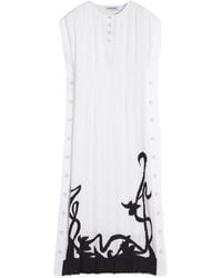 Lanvin - Plissé-Effect Straight Hem Midi Dress - Lyst