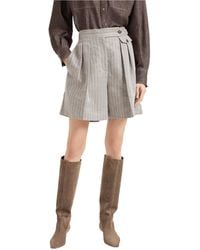 Brunello Cucinelli - Stripe Detailed Pleated Shorts - Lyst
