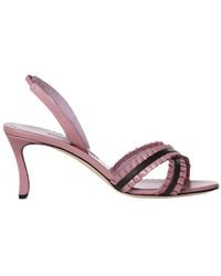 Manolo Blahnik - Pleated Strap Heeled Sandals - Lyst