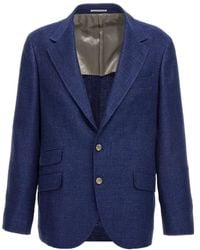 Brunello Cucinelli - Single-Breasted Long Sleeved Blazer - Lyst