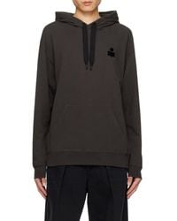 Isabel Marant - Matte Logo Printed Drawstring Hoodie - Lyst
