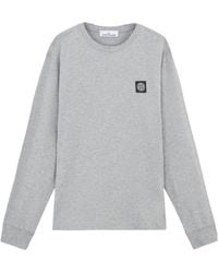 Stone Island - Slim Fit Long Sleeve T-Shirt With Compass Patch - Lyst