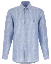 Etro - Striped Logo-Embroidery Shirt - Lyst