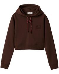 Miu Miu - Drawstring Cropped Hoodie - Lyst