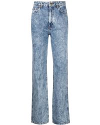 KHAITE - Mid-Rise Straight-Leg Washed Jeans - Lyst