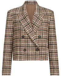 Brunello Cucinelli - Comfort Checked Wool And Alpaca Blazer With Monili - Lyst