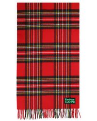 Barbour - X Ganni Checkered Fringed Edge Scarf - Lyst