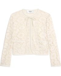 Celine Cashmere-Wool Tweed Blazer Jacket in White | Lyst