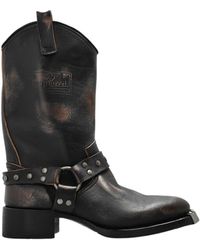 DSquared² - Studded Leather Biker Boots - Lyst