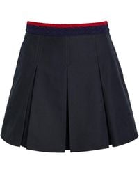 Moncler - Cotton Pleated A-Line Mini Skirt - Lyst