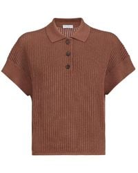 Brunello Cucinelli - Ribbed Buttoned Polo Shirt - Lyst